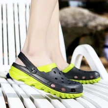 Мужская обувь с кроком; повседневные Сабо без шнуровки; Новинка года; летние открытые водонепроницаемые сандалии; дышащие и легкие шлепанцы; Вьетнамки; большие размеры 38-46