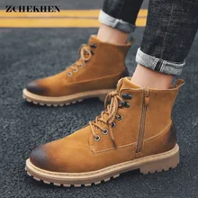 Сезон осень-зима; мужские кроссовки; ботильоны; мужская обувь с высоким берцем; повседневные мужские кожаные ботинки «Челси» в стиле ретро; мужские повседневные Ботинки Martin