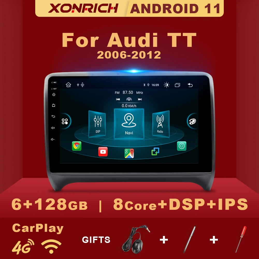 Автомобильный радиоприемник 6 ГБ 128 Android 11 мультимедийный для AUDI TT MK2 8J 2006 2007 2008 2009