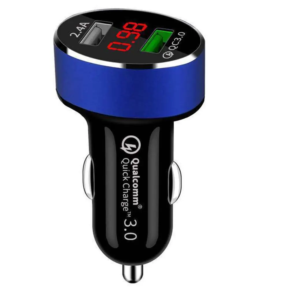 СВЕТОДИОДНЫЙ цифровой дисплей Quick Charge Qc3.0 автомобильное зарядное устройство с 2.4a Dual USB Автомобильное зарядное устройство автомобильное зарядное устройство с дисплеем напряжения тока