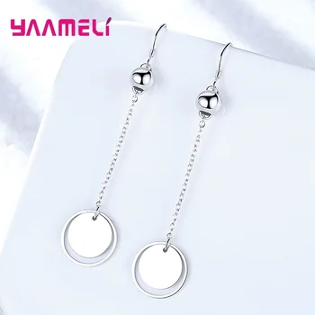 

Punk Style Solid 925 Sterling Silver Round Disc Piece Charm Drop Earrings for Women Party Accessories Pendientes Brincos