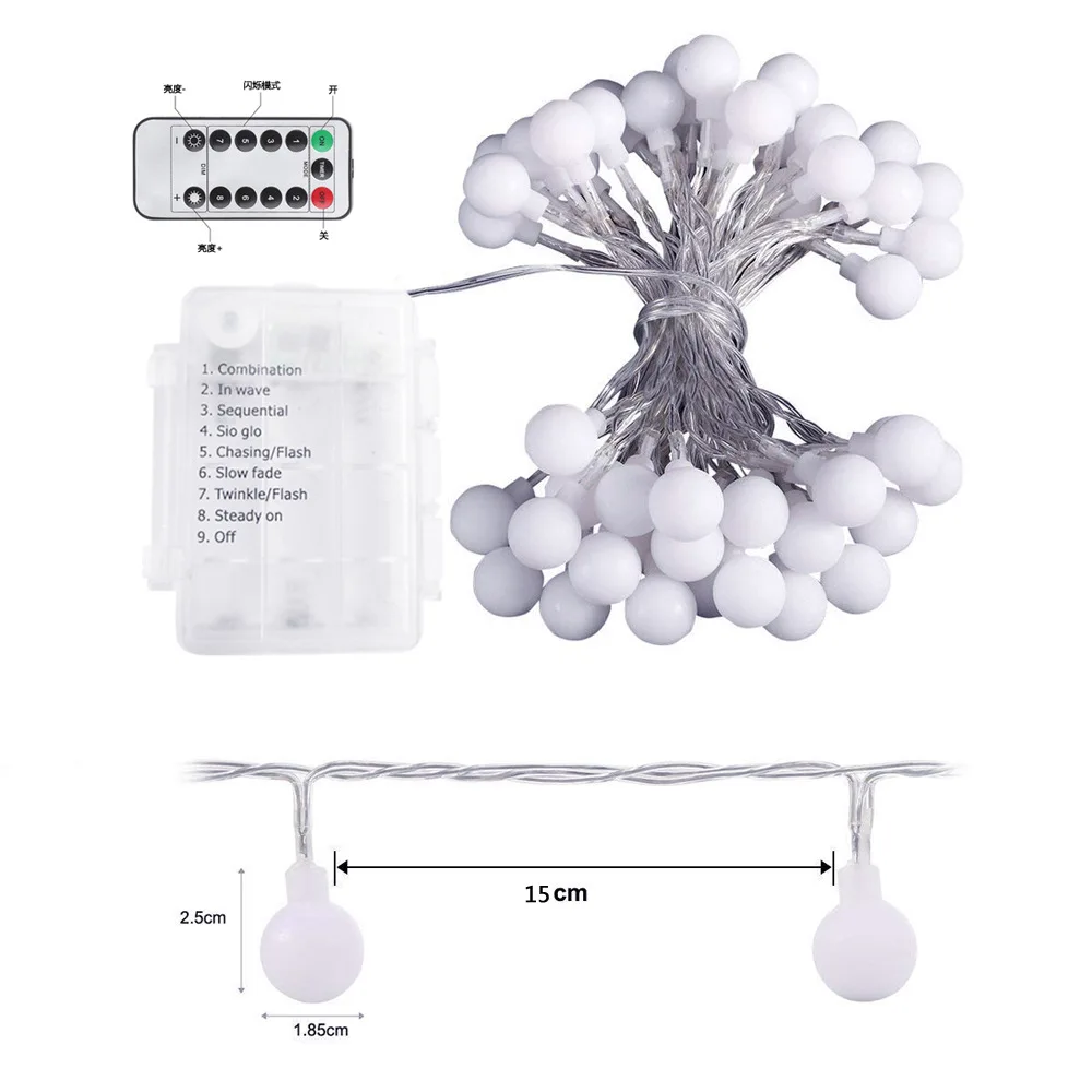 LED String Lights Manufacturers Direct Selling Cross Border Waterproof Remote Control round Ball Light Belt Small Colored Lights