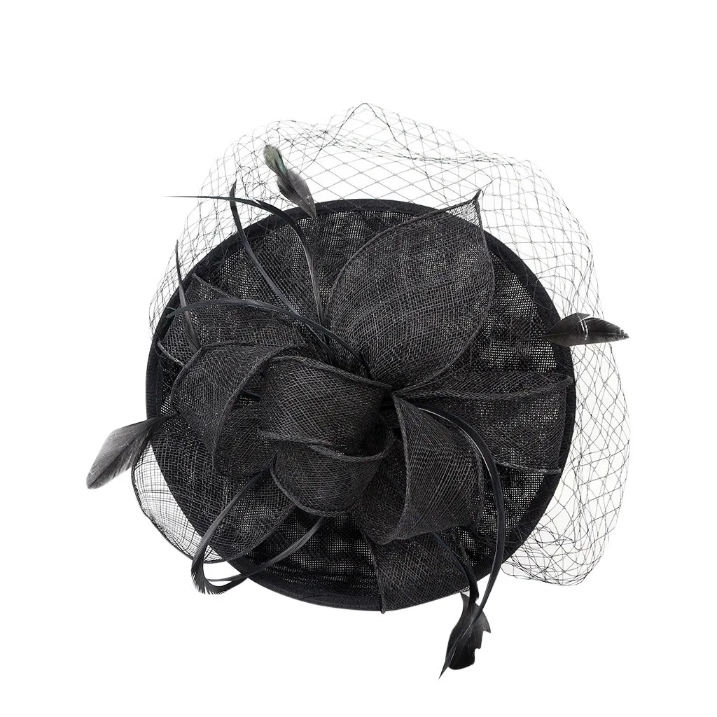 Handmade Women Hair Polyester Clip Wedding Casual girl Fascinator Large Hat Headpieces hair bands 35X35cm