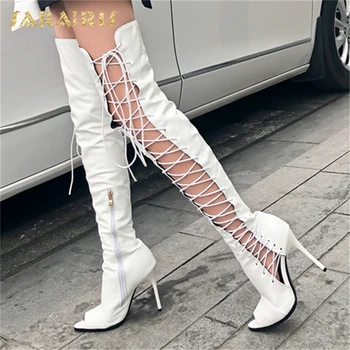 

Sarairis 2020 Hot Sale Plus Size 46 Sexy Thin High Heels Summer Sandals Woman Shoes Peep Toe Shoelace Concise Shoes Lady Sandals
