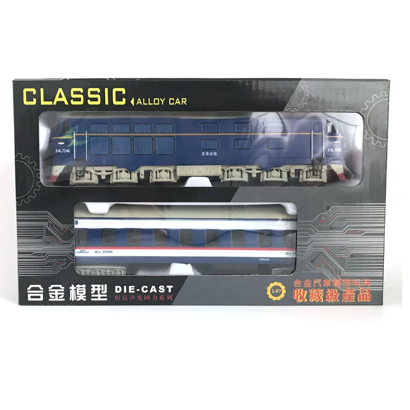 Горячая 1: 87 паровой поезд литой под давлением локомотив модель из сплава игрушка автомобиль тянется поезд со звуковым светом модель игрушки для детей