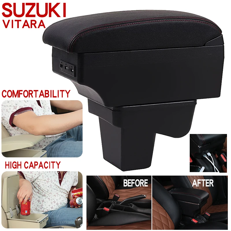 

For Suzuki Vitara Armrest Box Universal Car Central Armrest Storage Box cup holder ashtray modification accessories