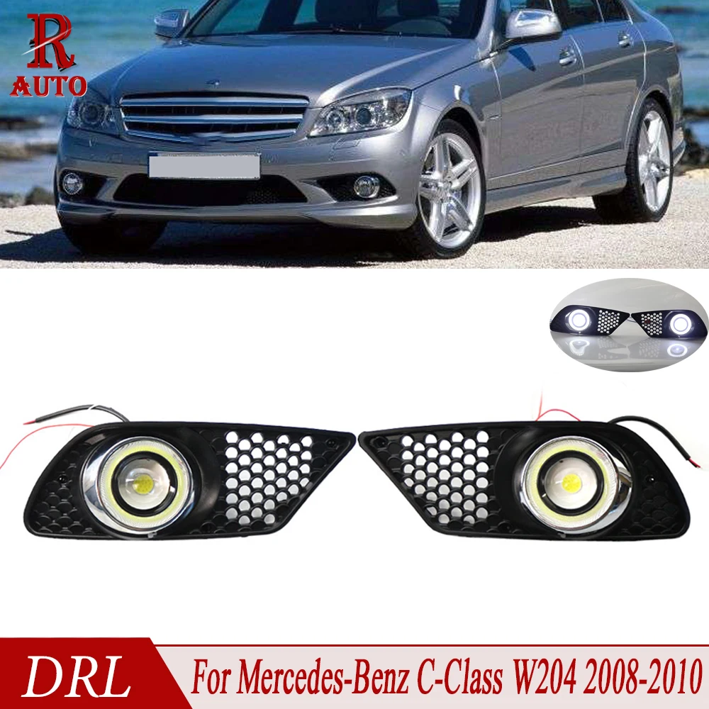 

Светодиодсветодиодный противотуманные фасветильник Angel Eye на передний бампер DRL, дневные ходовые огсветильник, крышка A2048850253 для Mercedes Benz C-Class W204 2008 2009 2010