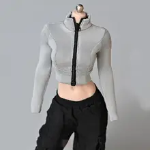 

1/6 Scale Female Soldier Elastic Zipper Tights Tops Model Accessories 12-inch Movable Doll tbl Coated Body Clothes PH