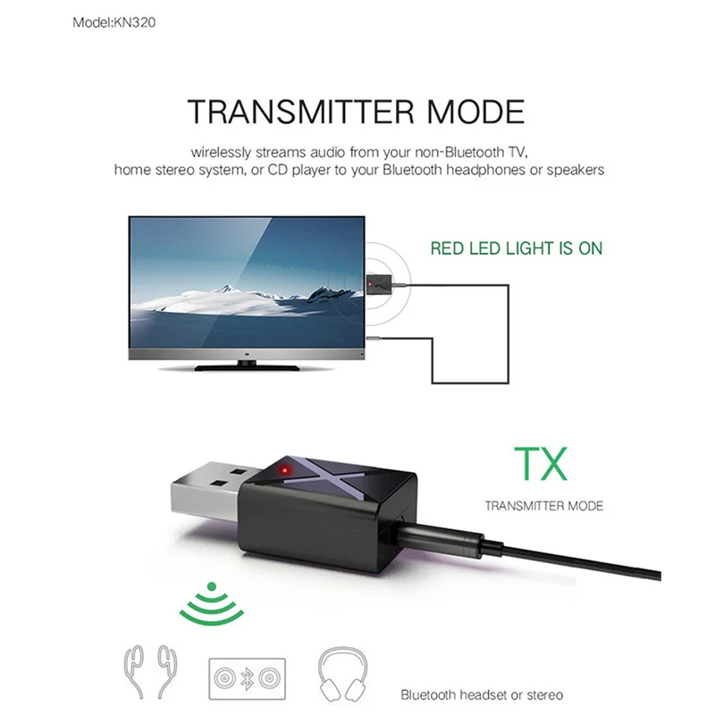 Аудио приемник передатчик Bluetooth 5,0 мини стерео Bluetooth AUX RCA USB 3,5 мм разъем для ТВ ПК автомобильный комплект беспроводной адаптер