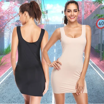 

Body Shaper Sexy Sleeveless Bodycon Camisole Dress Waist Trainer Full Slips Slim Shapewear Modeling Strap Basic Dresses Girdle