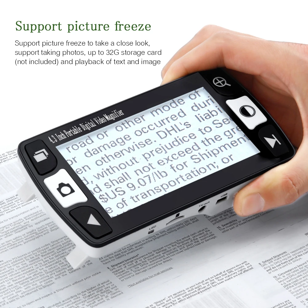 

4.3-inch 6x-16x Mobile Portable Digital Magnifier Handheld Electronic Reading Aid Support AV Output to TV