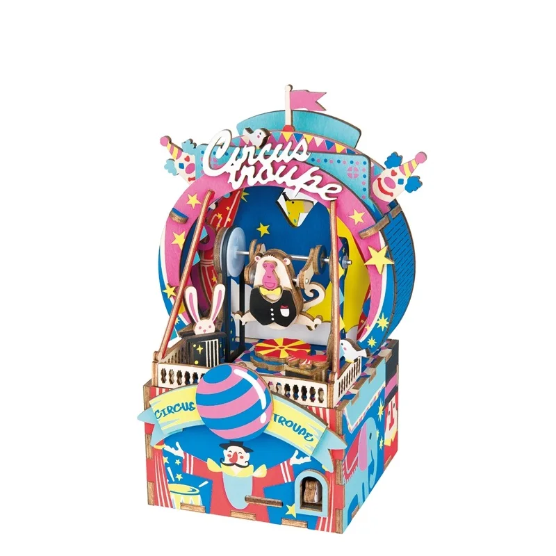 Amusement park Новое поступление DIY 3D Kitty балетная деревянная игра головоломка сборка подвижная Музыкальная Коробка игрушка подарок Dor дети взрослые подарки на день рождения - Цвет: Amusement park