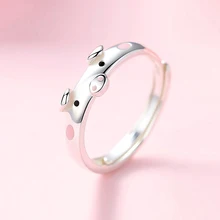 Милые розовые Эмалированные кольца в виде свиньи Популярные счастливые свиньи кольца для пар кольца для женщин и мужчин ювелирные изделия подарок для влюбленных регулируемый