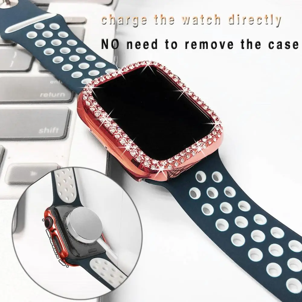 Чехол для Apple watch 5 4 44 мм 40 мм 42 мм 38 мм чехол для Apple watch бампер двойной Алмазный защитный чехол iWatch 3 2 1 аксессуары 40