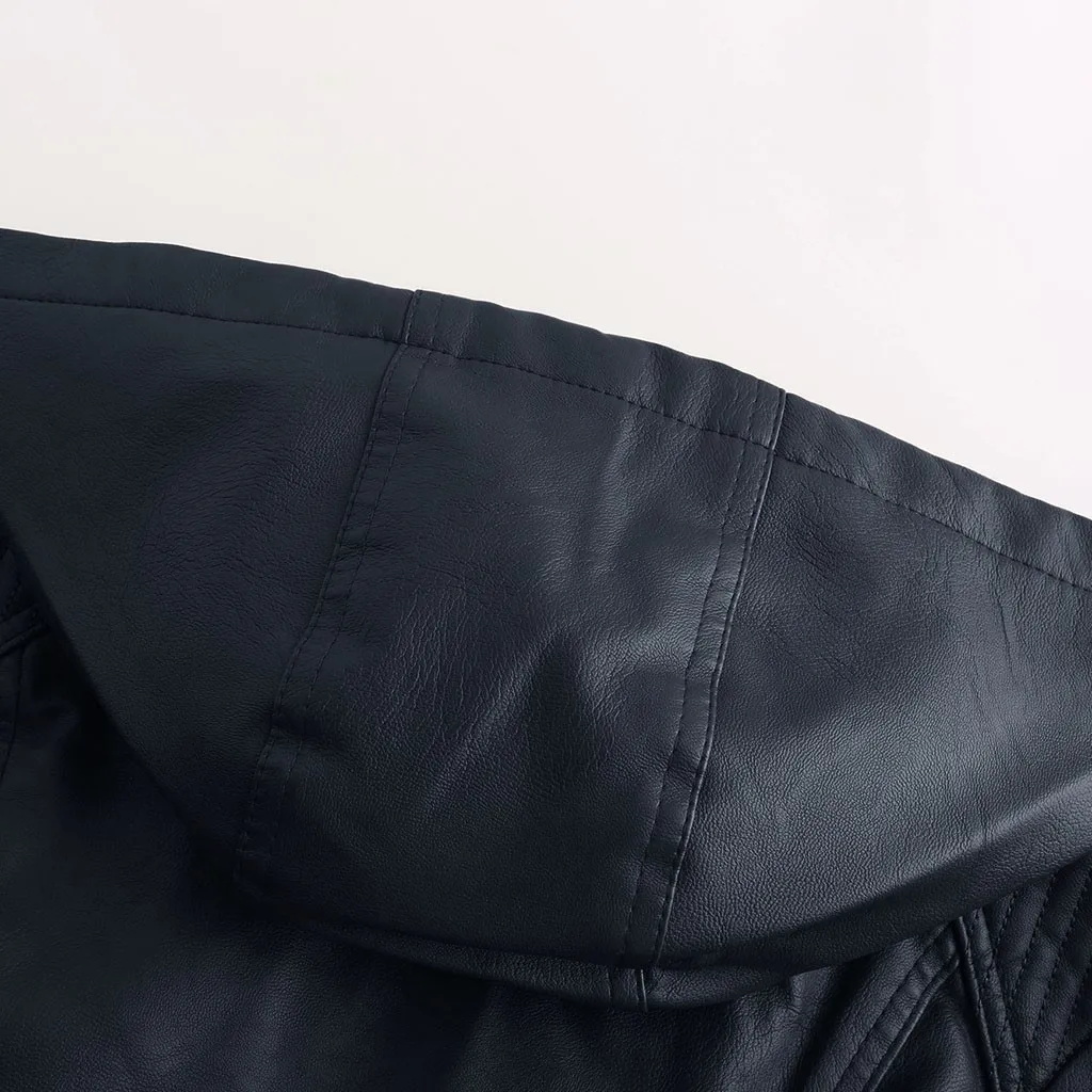 JAYCOSIN зимняя женская куртка из искусственной кожи Байкерская толстовка женская на молнии женская элегантная кожаная куртка с отложным воротником длинное пальто 1214
