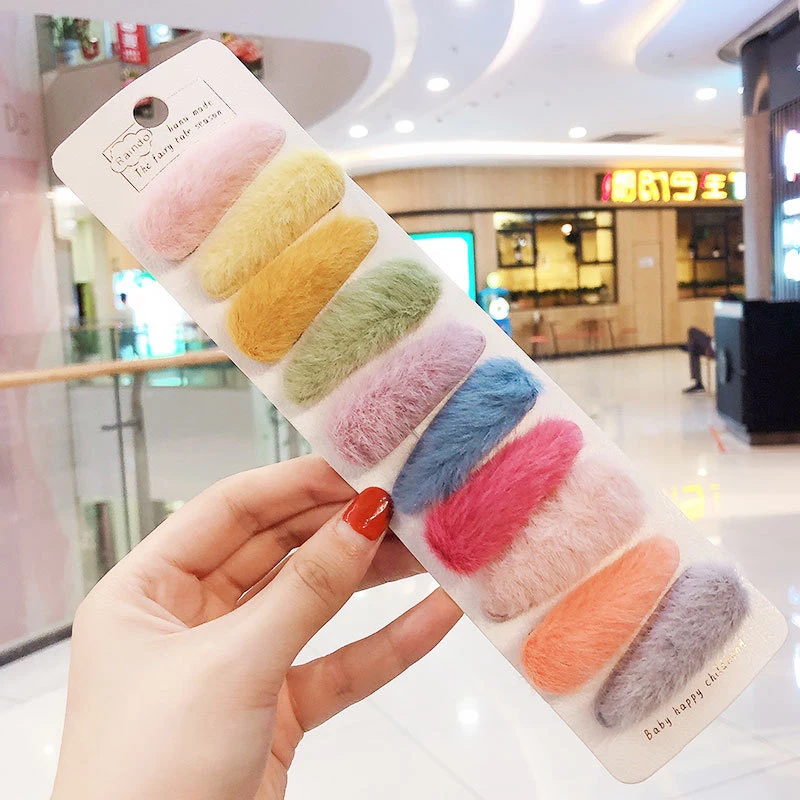 10 Pcs/Set Cartoon Hair Clips For Girls Fur Fruit Hair Clips Children Flower Korean Hair Barrette Animal Hair Pins Princess Elsa