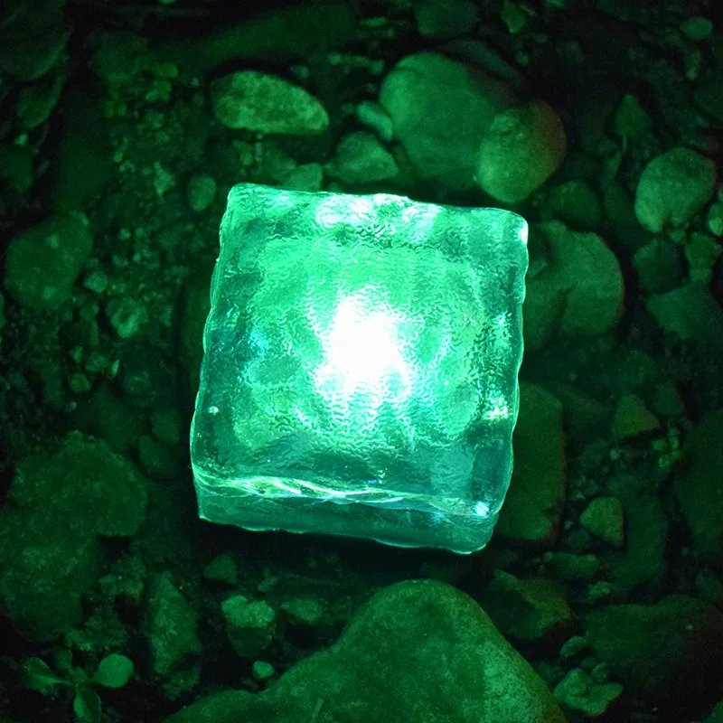 Solar LED Light Solar Path Underground Buried Brick Light Waterproof Buried Light Transparent Glass Ice Rock Brick Light