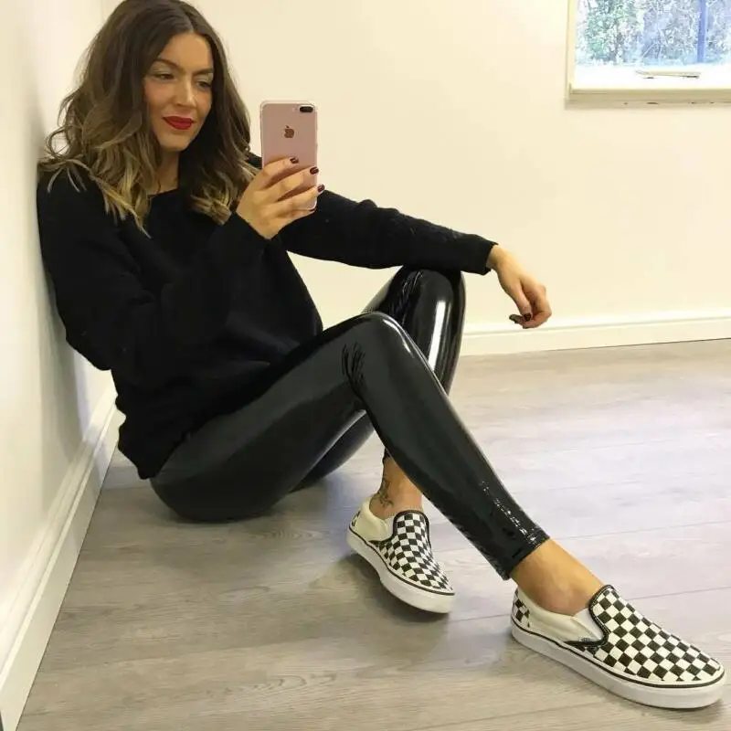 Leggings Térmicos De Aspecto Mojado Para Mujer – Cintura Alta, Efecto Piel Lacada, Ideal Otoño-Invierno