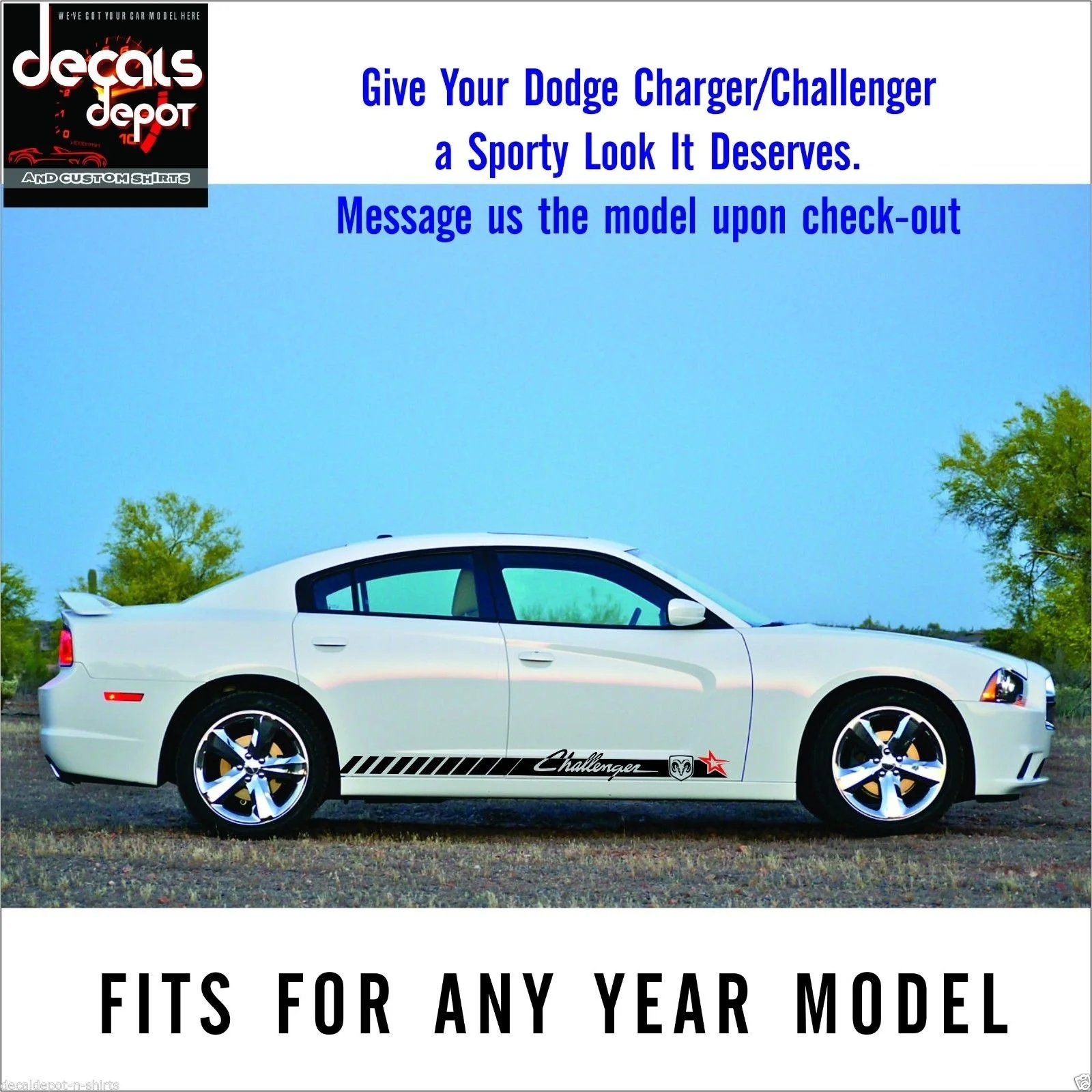 Для рокер панели полосы подходит к Dodge CHALLENGER виниловая наклейка полосы