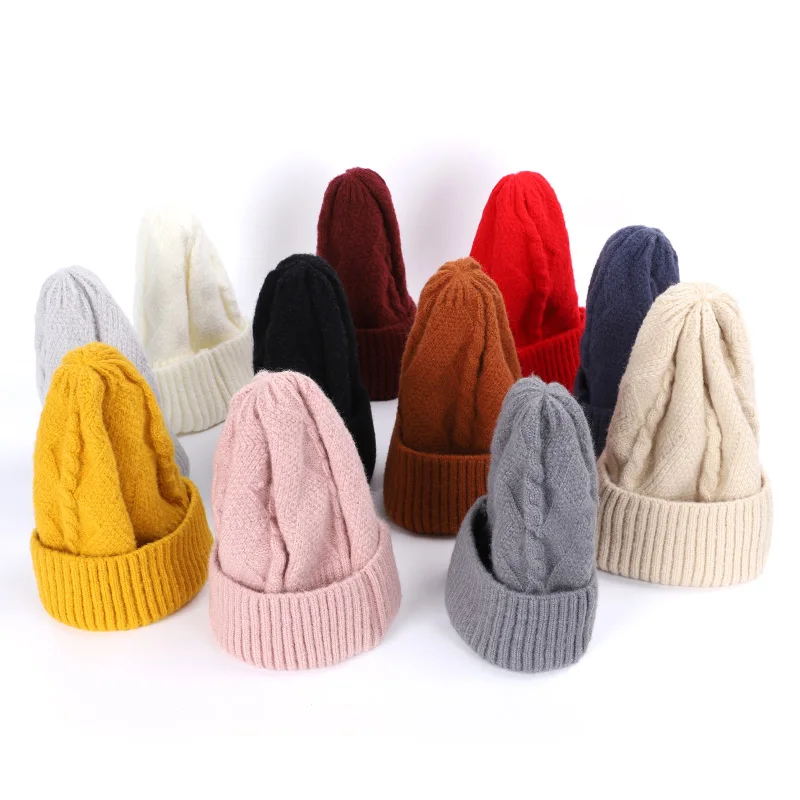 2019 однотонная женская вязаная шапка из шерсти осенние и зимние шапки высокого