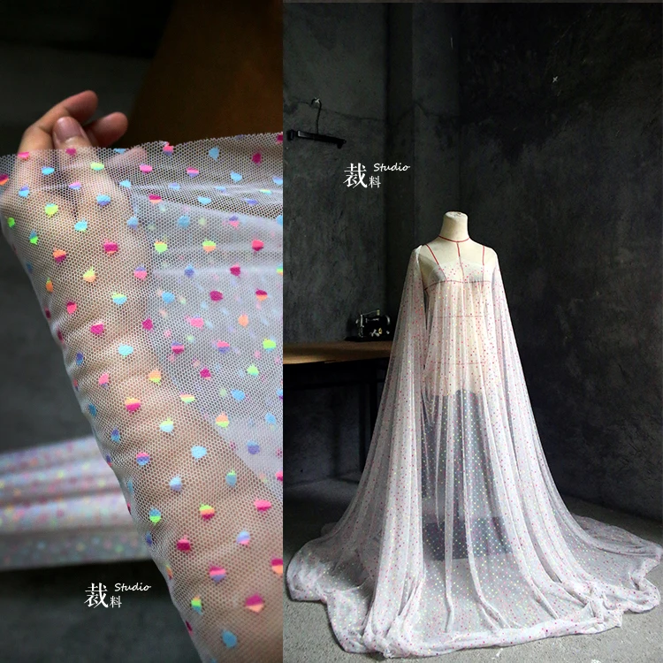 

wave dot mesh perspective stretch dress clothing designer fabric for patchwork bazin riche getzner tissus telas por metros