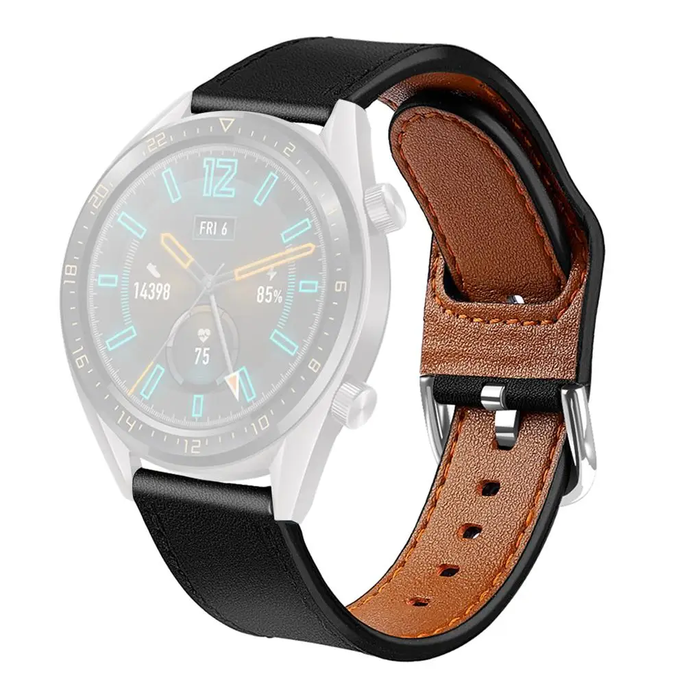 Сменные ремешки для часов кожаный браслет для huawei Watch GT/Honour Волшебные браслеты для наручных часов аксессуар-ремешок - Цвет: Черный