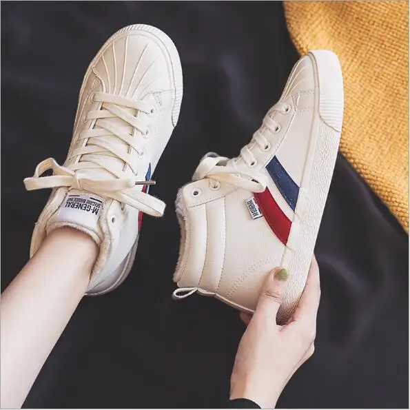 Cotton shoes Размеры 35-40, г. Осенние модели, женская обувь зимняя бархатная белая обувь на высоком каблуке Женская Толстая теплая хлопковая обувь - Цвет: Cotton shoes