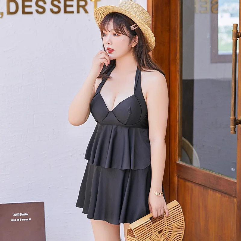 

Bikini Swimsuit Women's Large Size Fat Mm 200 Loose-Fit Underwire Large Bust Conservative Split Skirt-Long Sleeve