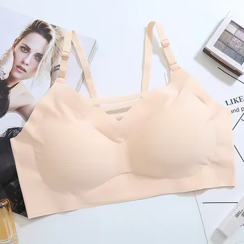 

Elovegirl Without Sexy Lace For Women Wireless Push Up Bra Comfort Underwear Breathable Khaki Black Sexy Vest Style Lingerie