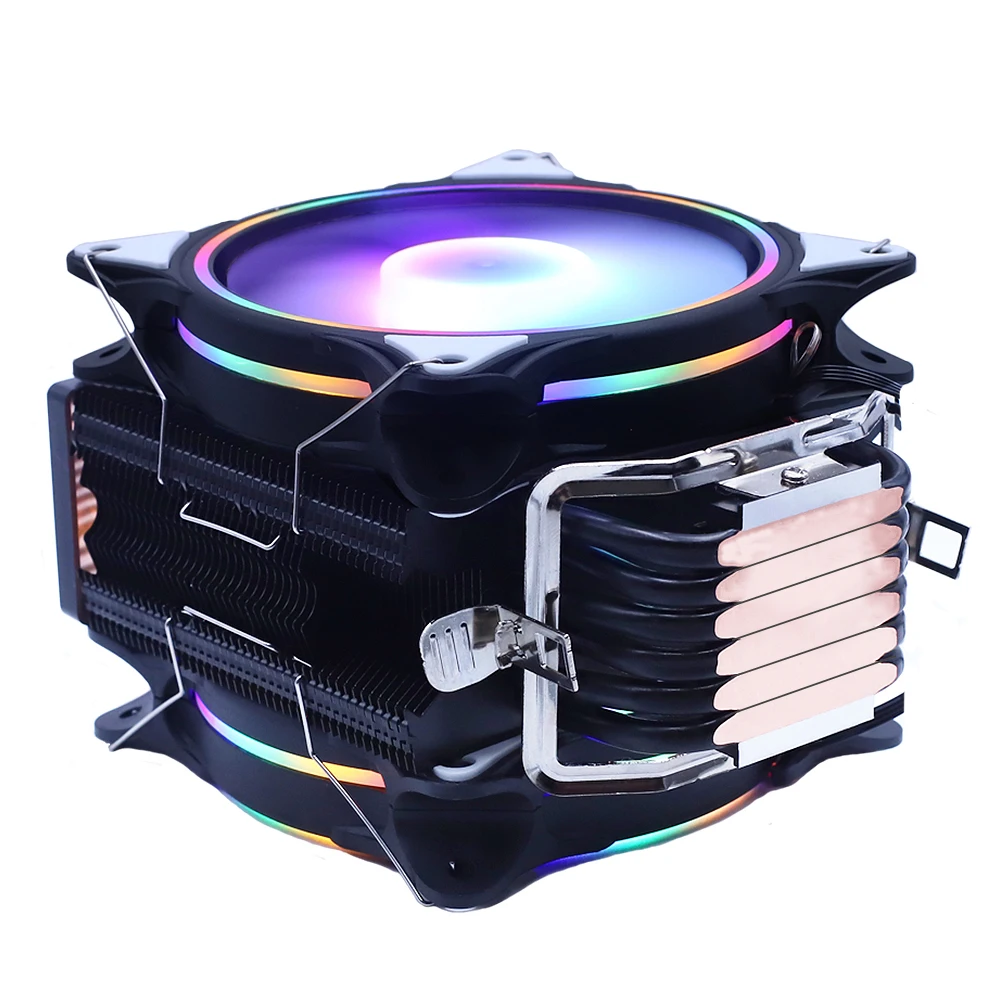 120 мм Процессор кулер вентилятор 6 тепловые трубки RGB PWM 4PIN тихий для ин LGA 115X 1366 2011 V3
