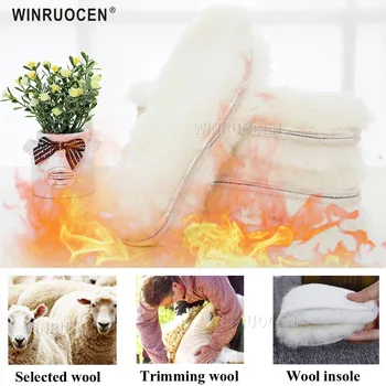 

Real Natural Sheepskin Insoles Cashmere Thermal Shearling Snow Boot Shoe Pad Real Fur Wool Adult Winter Shoes Warm heated insole