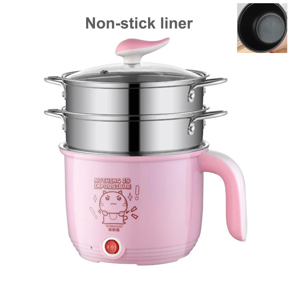 pink three layer 1.8L многофункциональный мини Электрический горшок машина рисоварка жарить тушеное одно/двойное/три слоя кастрюли - Цвет: pink three layer