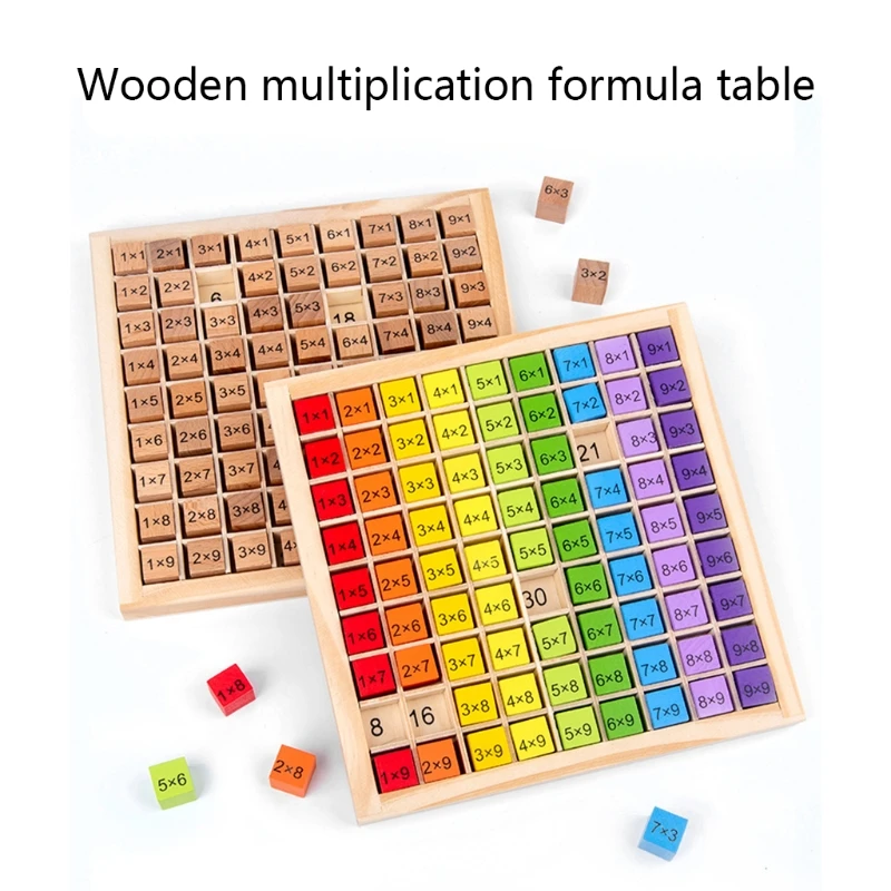 Montessori Educational Wooden Toys Kids 99 Multiplication Table Math Arithmetic