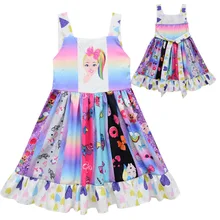 Милое Платье для девочек с животным принтом; модное платье на бретелях; детское платье с единорогом; детская одежда