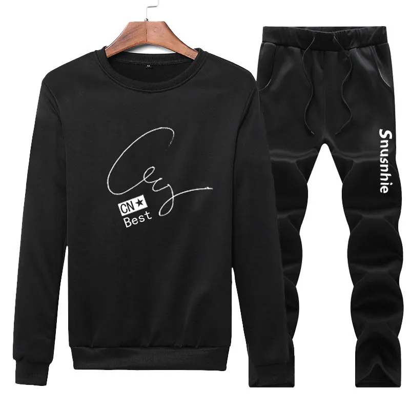 

Autumn Korean-style Casual Crew Neck Long-sleeved Sweater Pants Set Young MEN'S Fleece Two-Piece Set Men'S Wear