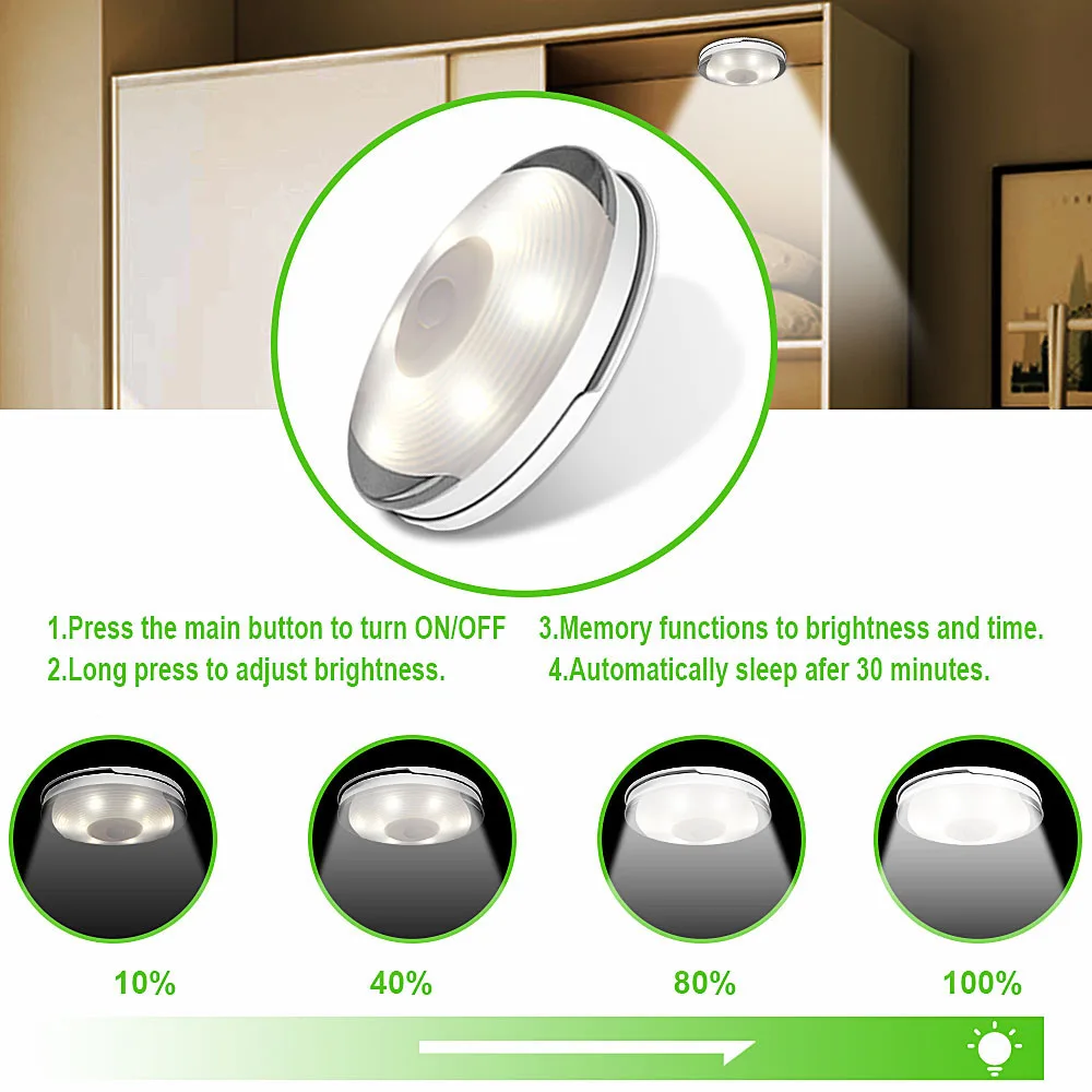Светодиоды светильник Dimmable освещение светодиодный аккумулятор точечные светильники с пультом дистанционного управления Сенсорный датчик под шкаф огни для кухни шкаф лампа для шкафа подсветка для кухни гирлянда для