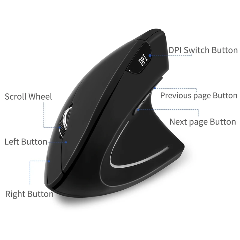 Эргономичная вертикальная мышь беспроводная оптическая мышь bluetooth 800/1200/1600 точек/дюйм Регулируемая 5D игровая компьютерная мышь с подсветкой для портативных ПК