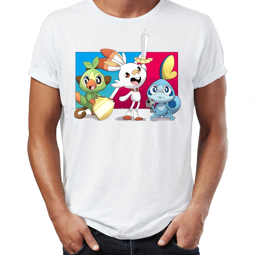 

Men's T Shirt Pokemon Sword and Shield Grookey Sobble Scorbunny Awesome Artwork Drawing Printed Tee