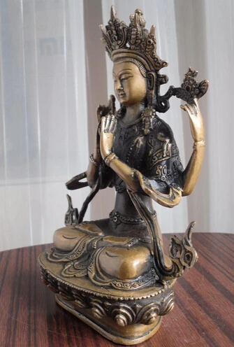 0 тибетская Буддийская бронза ченрезиг buddhabuddha статуя(20 см