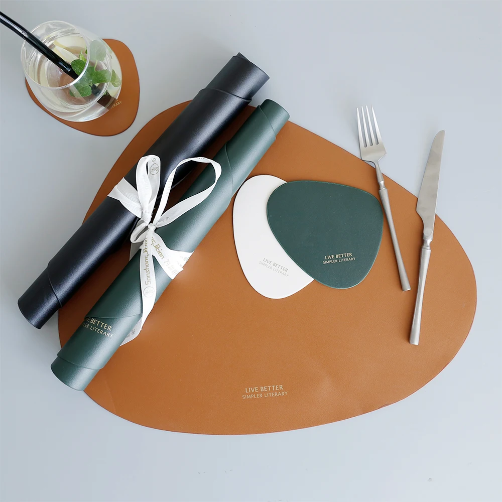 Leather table mat, waterproof, oil-proof and heat-insulating cushion, creative bowl cushion, cup cushion, dinner plate cushion