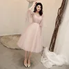 Bridesmaid Dresses 2022 It's Yiiya R285 Elegant Short Sleeve Party Dress A-line Vestidos De Dama De Honor Tea-Length Pink Gowns ► Photo 3/6