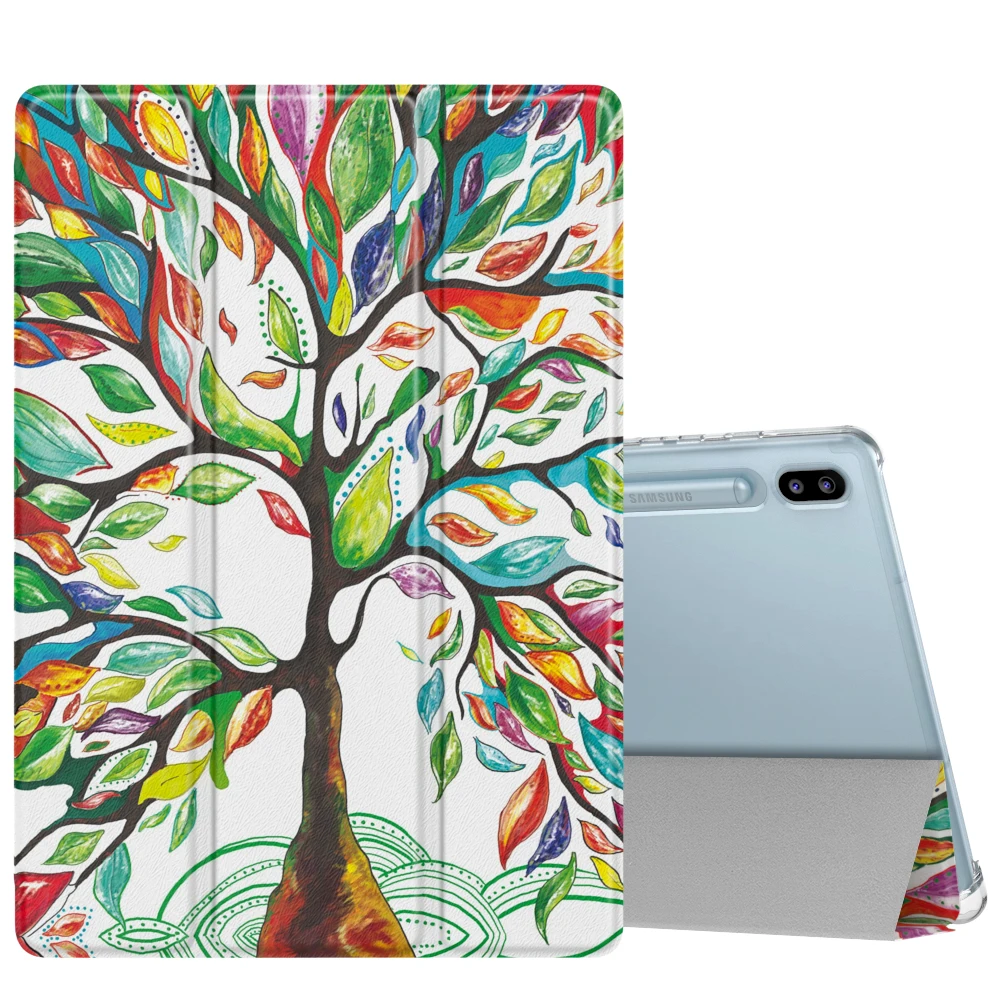 Lucky Tree Чехол для samsung Galaxy Tab S6 10,5, Ультратонкий чехол-подставка в три сложения с матовой задней крышкой с функцией автоматического пробуждения и сна - Цвет: Lucky Tree