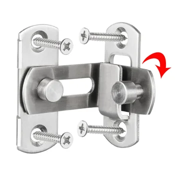 

90° Stainless Steel Bolt Door Latch Sturdy Durable Easy To Assemble Curved Lock Drawer Cabinet Stainless Steel Door Buckle
