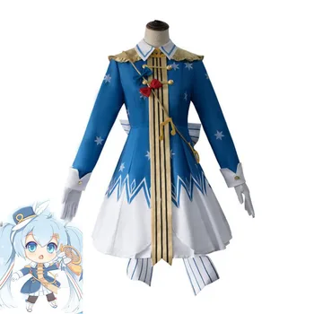 

Snow Miku 2020 Hatsune Miku Cosplay Costume Blue Princess Dresses Full Set Synthetic Wigs Halloween Party for Adult Woman Girls