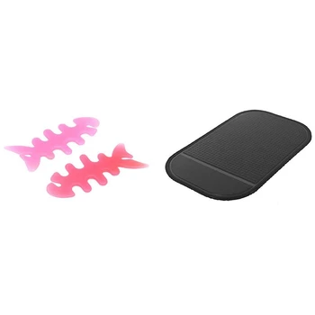 

2Pcs Fish Bone Headphone Ear-Hook Cable Wire Winch Wrap Holder & 1Pcs Silica Gel Anti-Slip Car Dashboard Non-Slip Mat