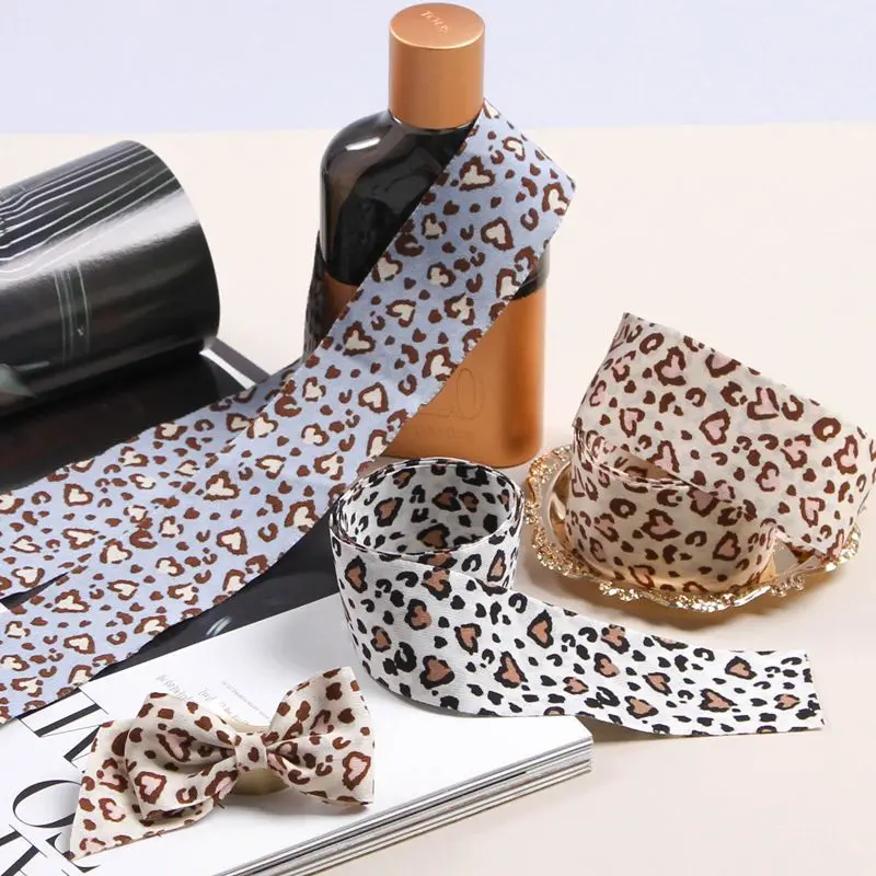Leopard Layering Cloth Fabric Ribbon 10 Yards 1" 25MM 1.5" 38MM Handmade Tape Crafts DIY Hair Bow Tie Make Accessories 06302 ribbon decoration ribbon supplies