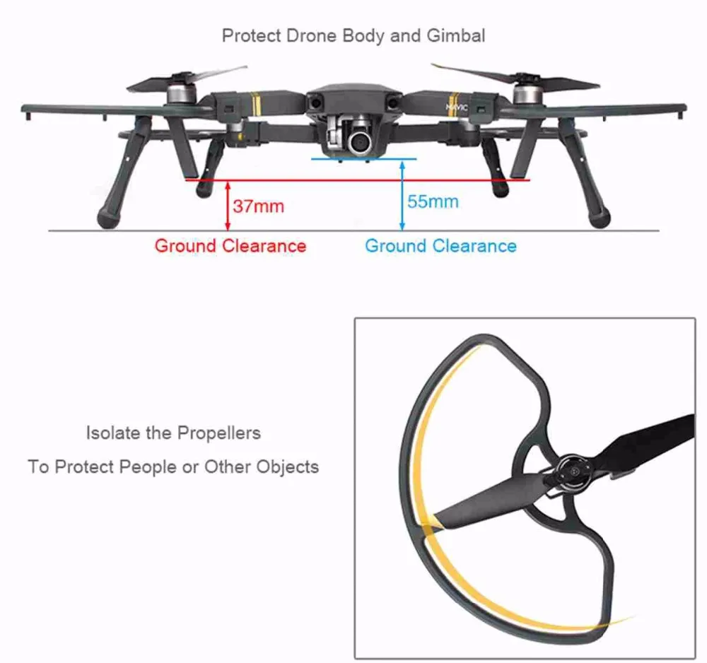 4 шт. защита пропеллера реквизит протектор для DJI MAVIC PRO Лопасть Винта дрона Веер-крыло бампер защитные запасные части с комплектом шасси
