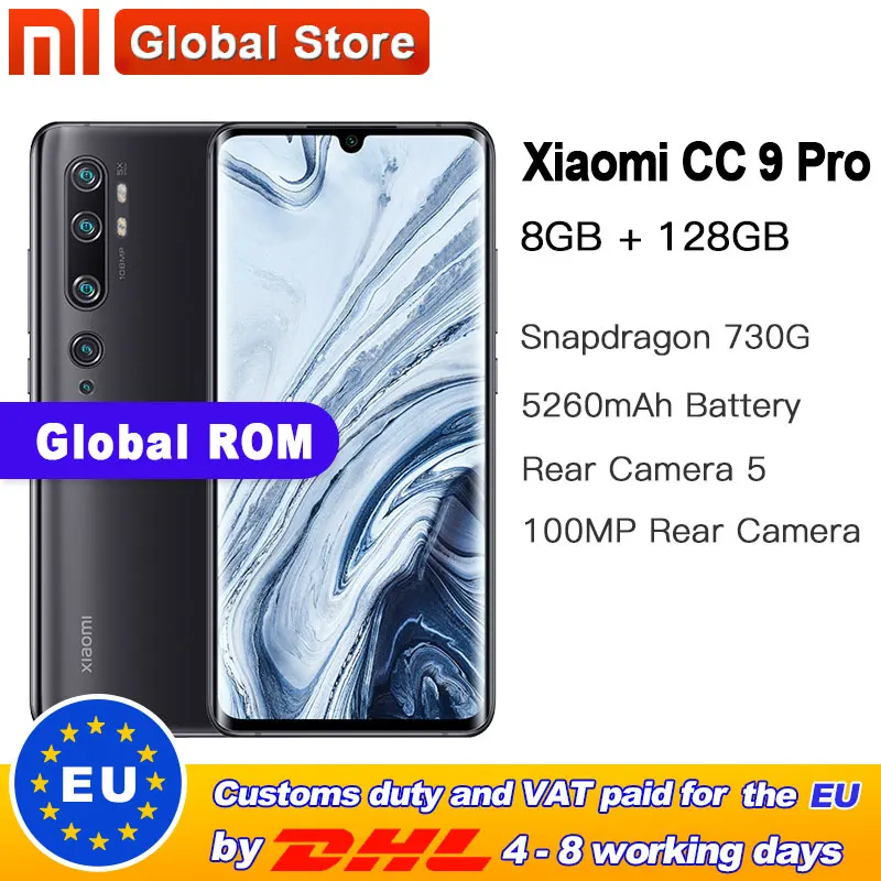 

Global Rom Xiaomi Mi CC9 Pro 8GB 128GB 108MP Penta Camera Smarphone 5260mAh Battery 10x Optical Zoom Double Curved Screen