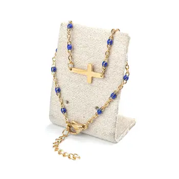 

1 Piece 18cm(7 1/8") New Hot 304 Stainless Steel Bracelets Gold Plated Mixed Enamel Cross For Beautiful Gift