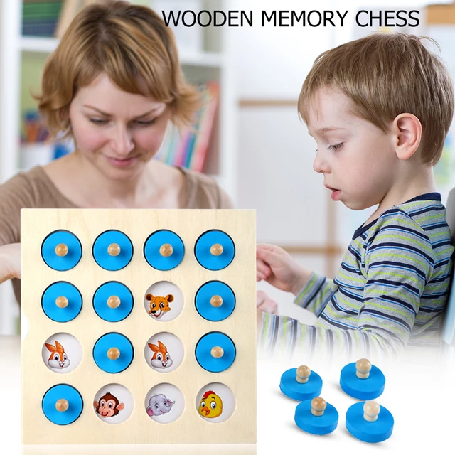3D Wooden Memory Chess Puzzle Game Montessori Toy Memory Training Teaching Aid Family Reunion Interactive Kids Education Toy 2